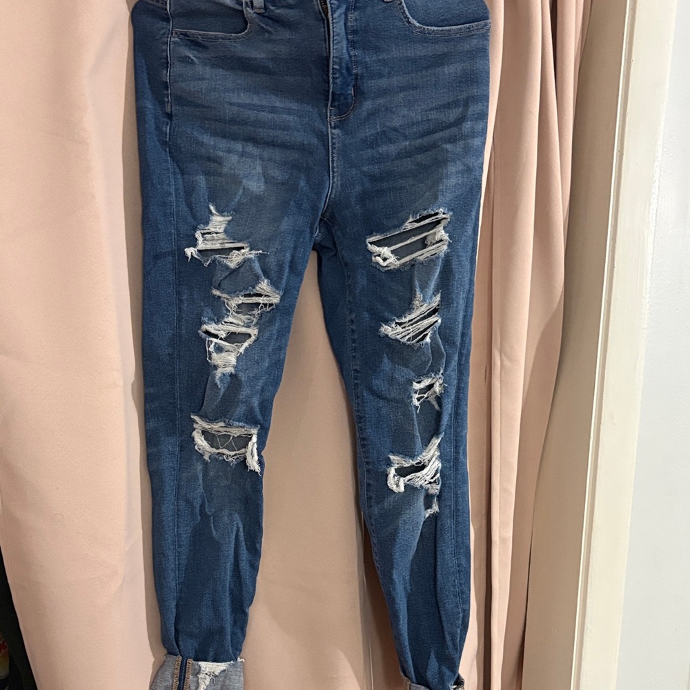 American Eagle Outfitters Ripped Blue Boyfriend Jeans